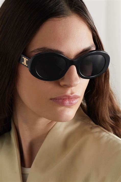 celine black triomphe sunglasses|CELINE EYEWEAR Triomphe oval.